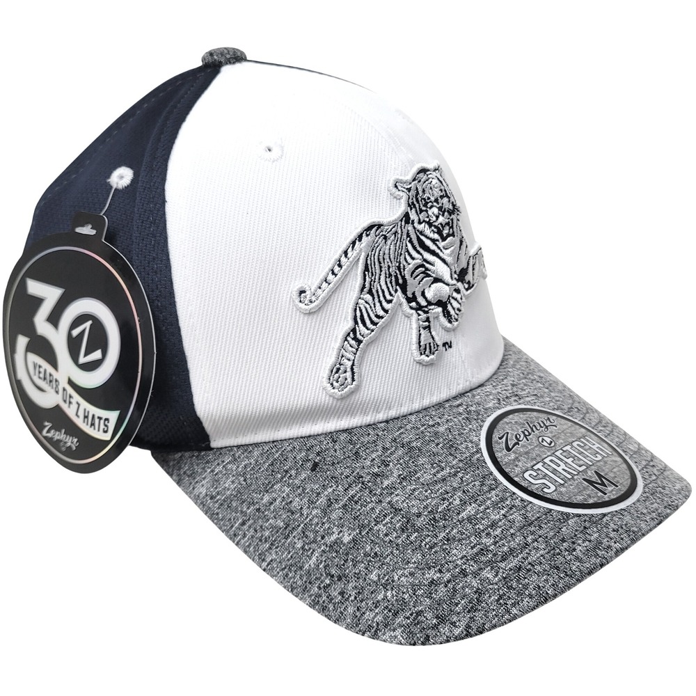 Jackson State Tigers Embroidered Flex Fit Baseball Cap White Navy Sz M Zhats NWT